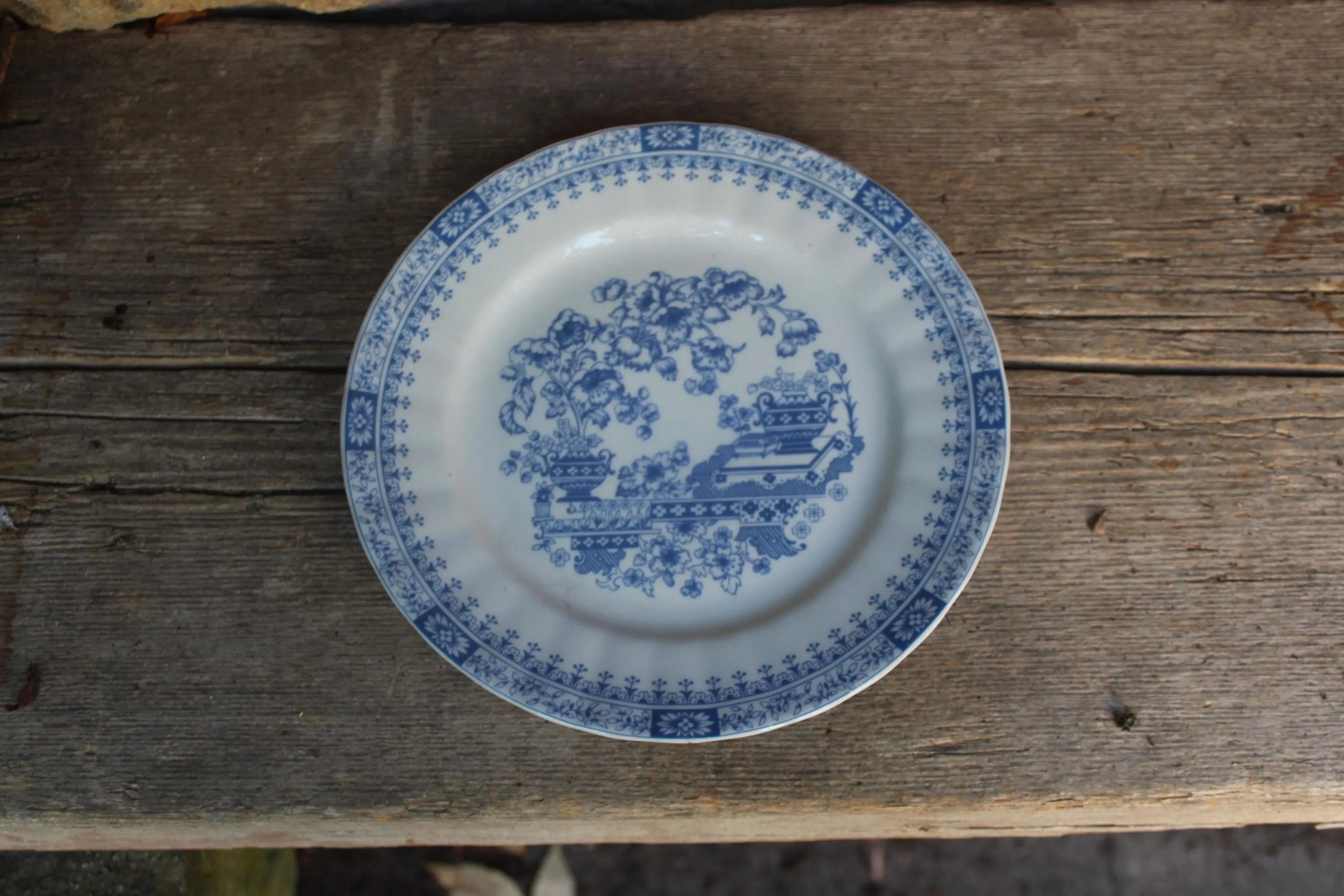 Classic floral blue and white transfer ceramic plate