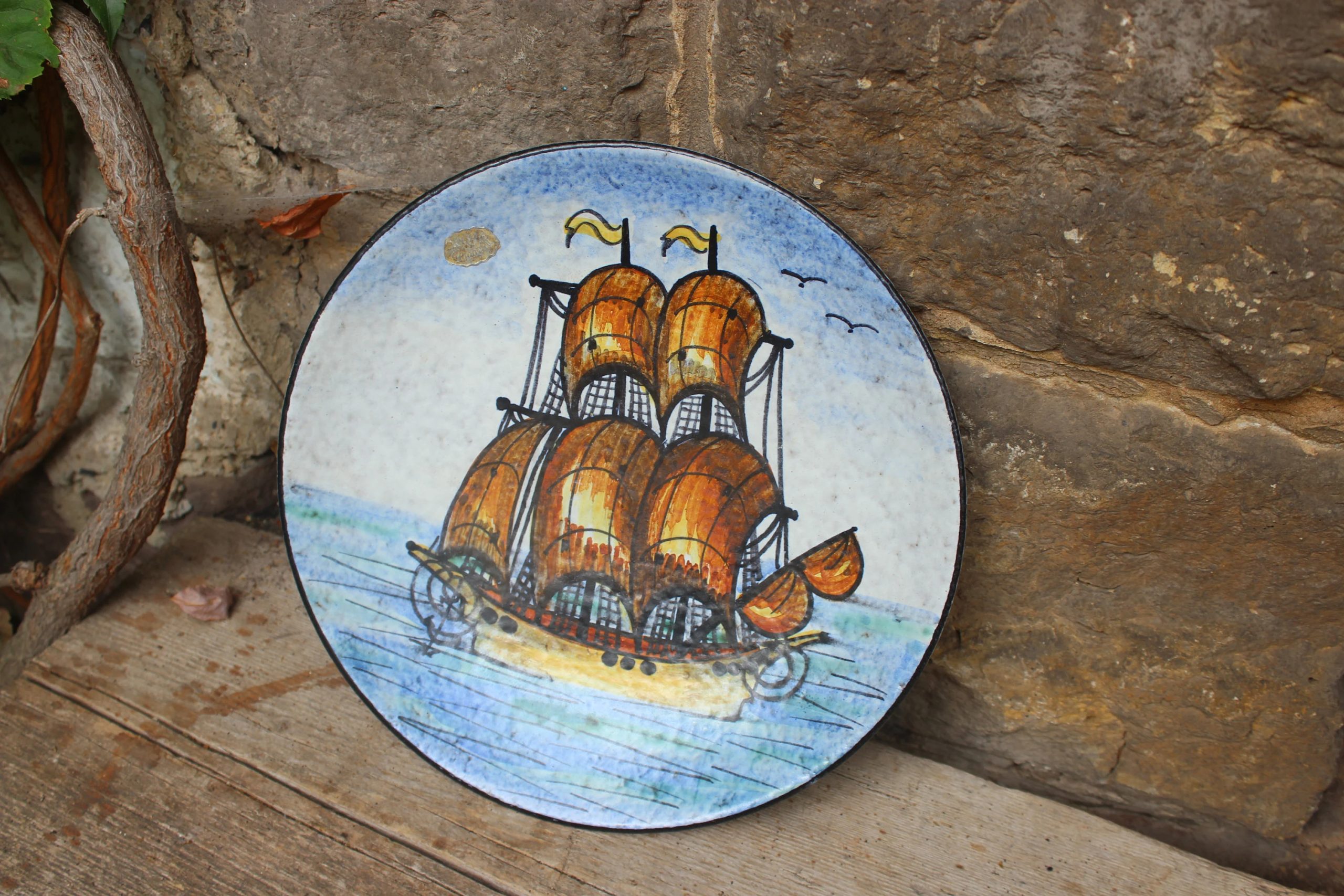 Vintage nautical ceramic decorative plate