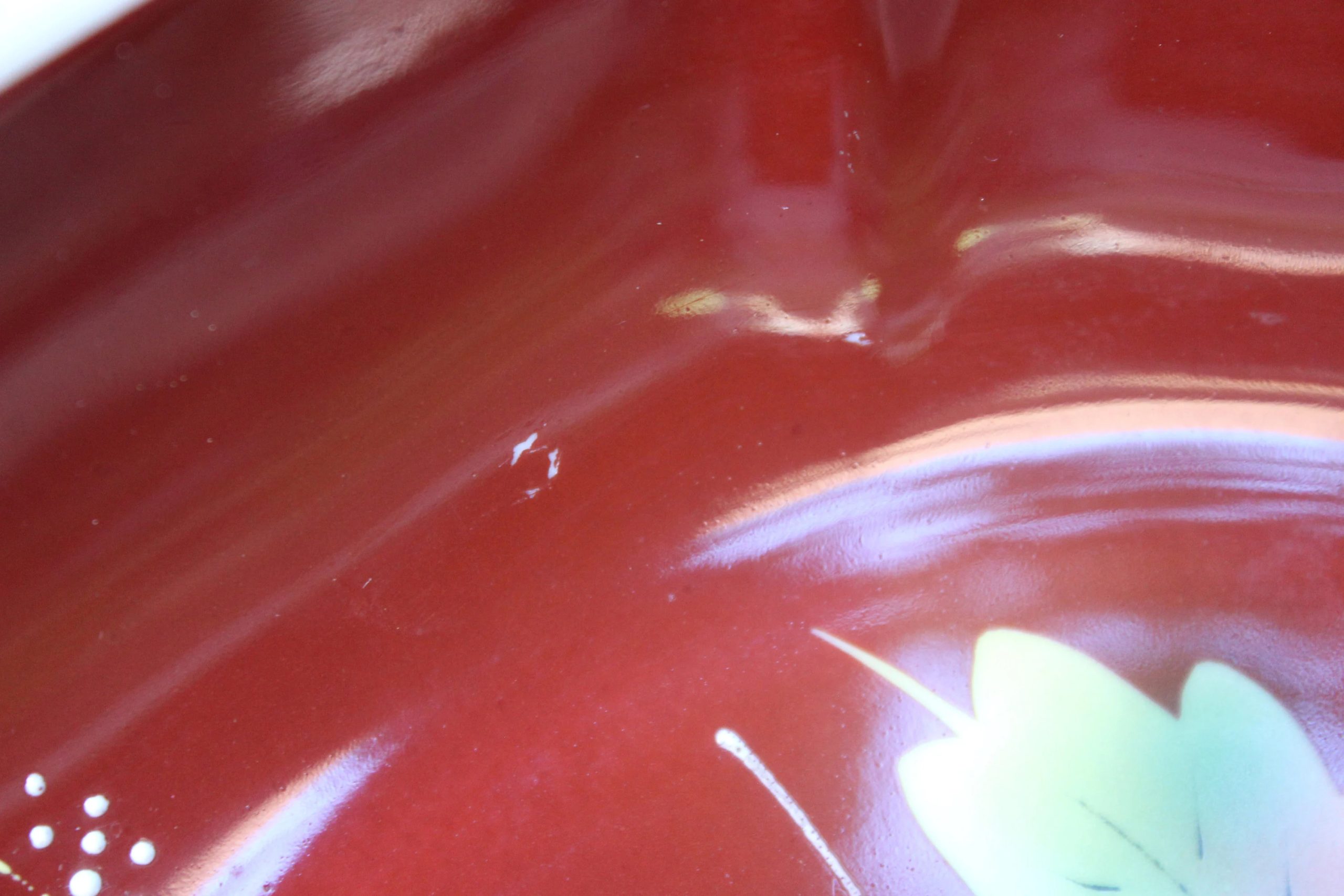 Retro fan shaped floral ceramic dinner plate - View 4